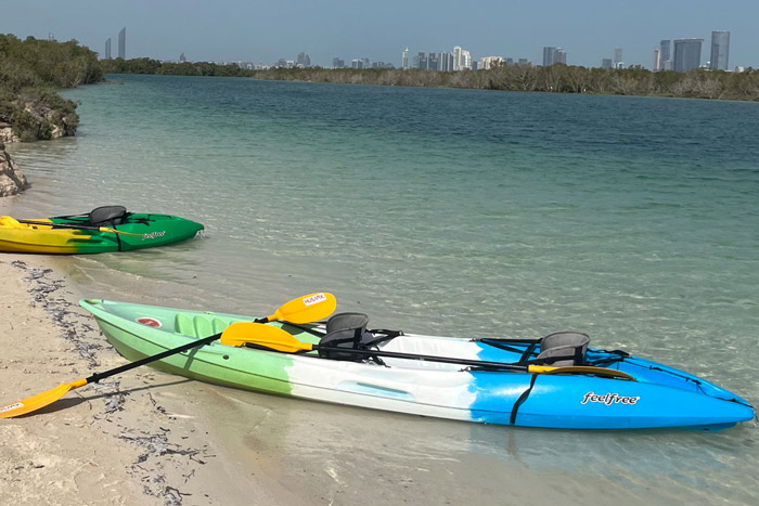 the canoes during the beach rest break