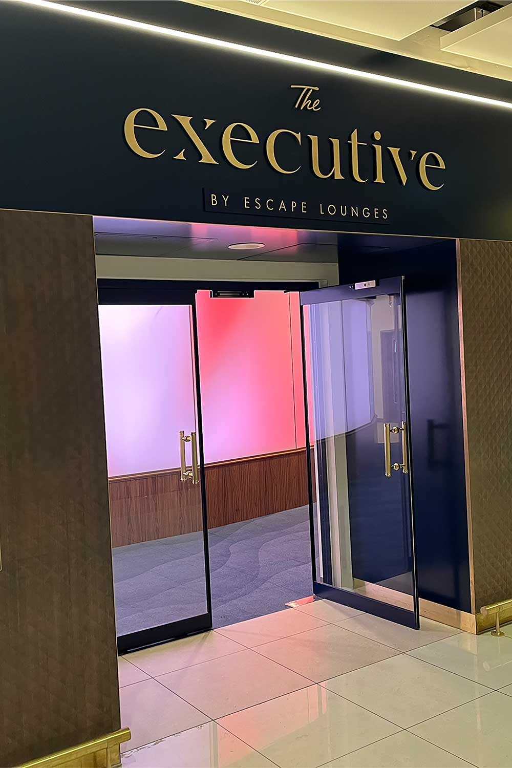 The Executive by Escape Lounges entrance just before the Escape Lounge reception desk