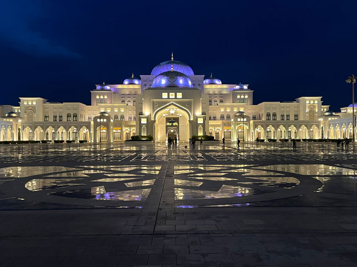 Qasr Al Watan after dusk, before the show